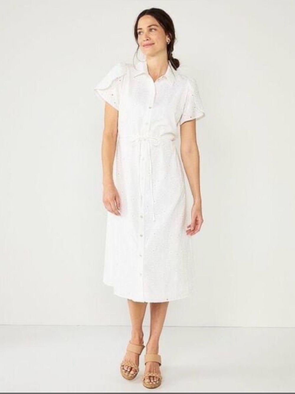 Draper James White Eyelet Blouse with Blue Label